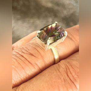 Preowned large .925 Mystic Topaz ring